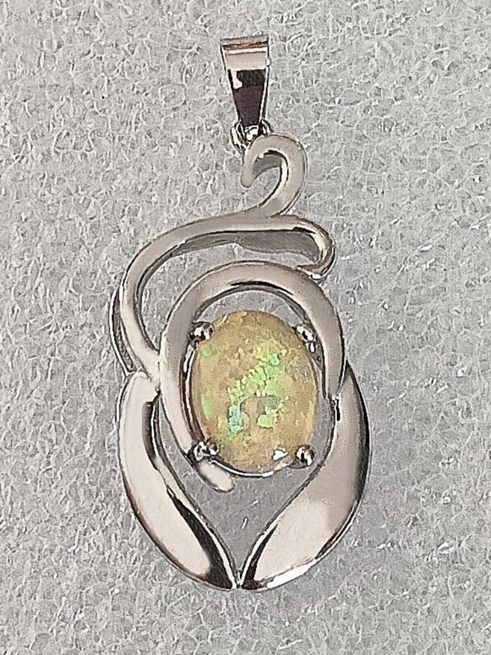 New - White Fire Opal Silver Pendant - Includes a Chain